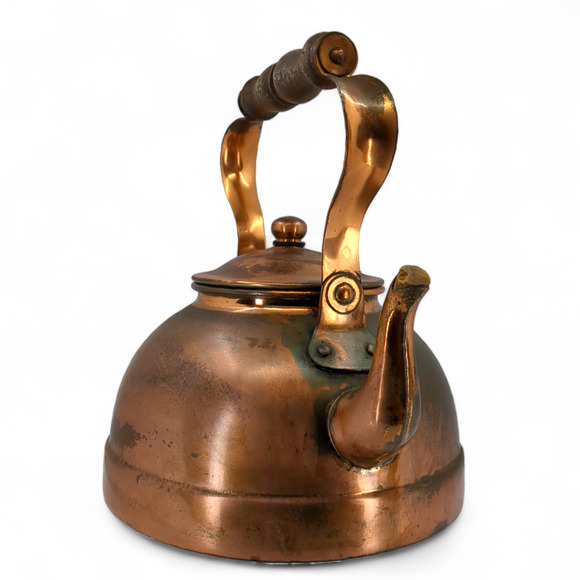 Tagus Copper Vintage Tea Kettle Made in Portugal R 52 Wooden Handle - Picture 5 of 11